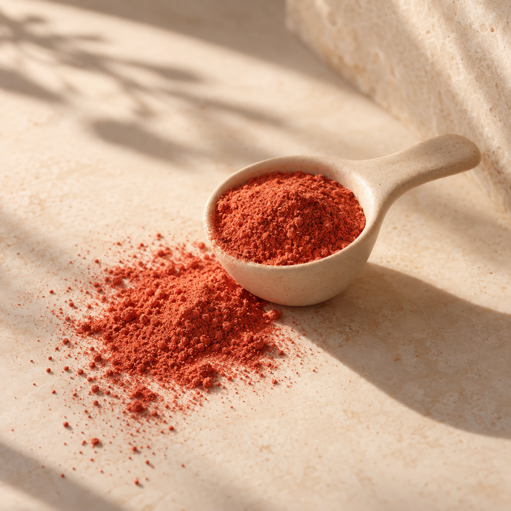 Scoop of coral astaxanthin powder